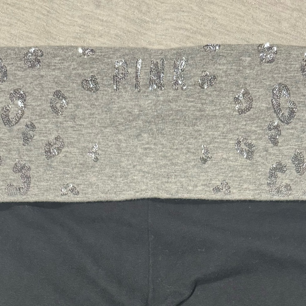 VS PINK VINTAGE BLING FOLDOVER FLARE YOGA PANTS NWOT M